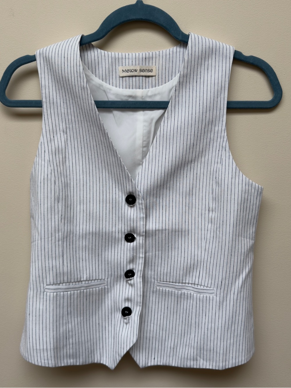 Mellow Sense White Pinstripe Vest Top